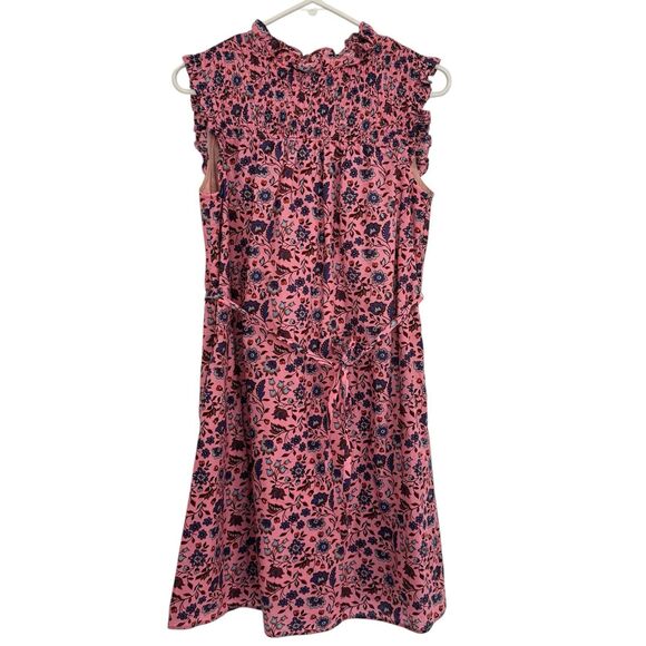 BODEN Size 6 R Floral Sleeveless Smocked Mini Dress ruffles Pink Spring/summer - Picture 2 of 11